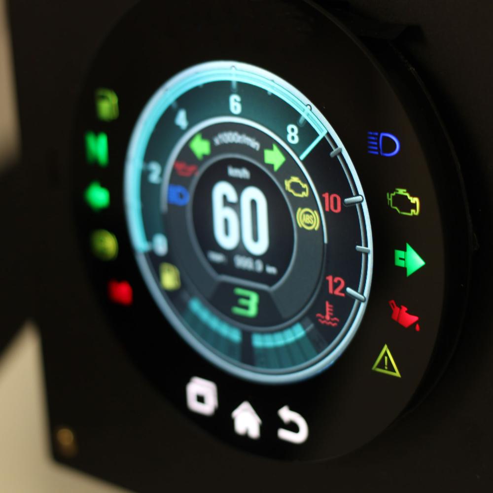 automotive display with hidden til lit icons