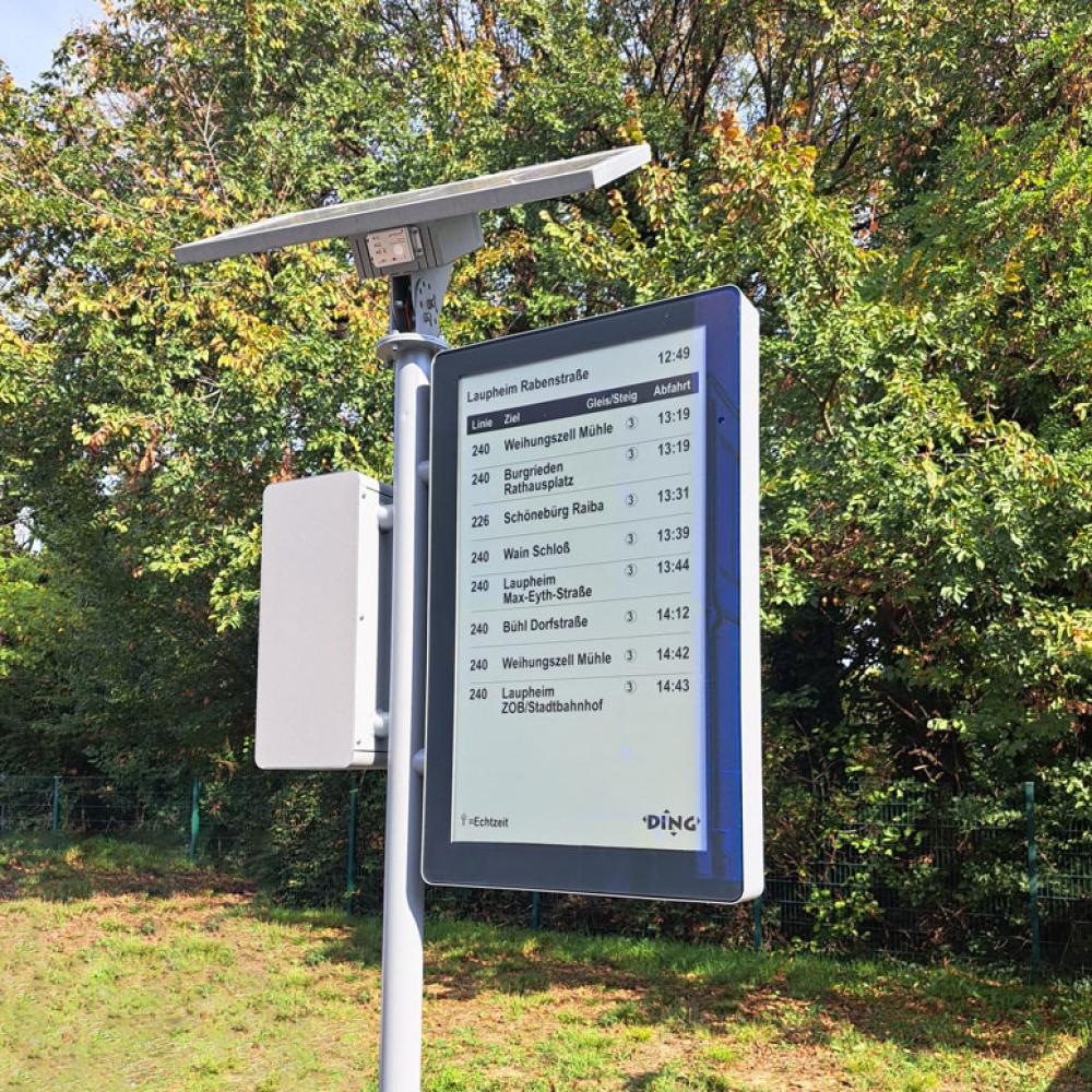 black and white epaper display on bus signage